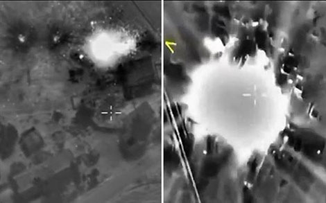 Hình ảnh về các đợt không kích mới nhất của Nga. Ảnh: Bộ Quốc phòng Nga.