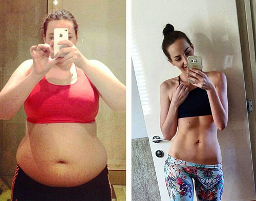 Candace Hopkins trước và sau khi giảm cân.